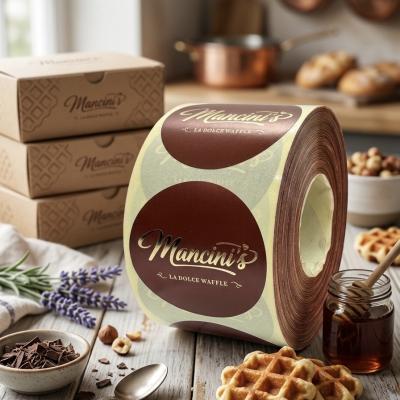 6 cm Yuvarlak Renkli Kuşe Üzeri Altın Varak Yaldız Baskı